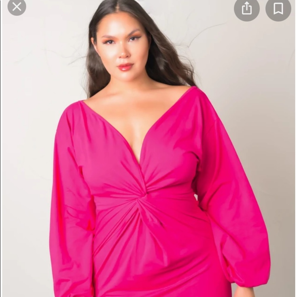 Knotted Long Sleeve Midi Dress